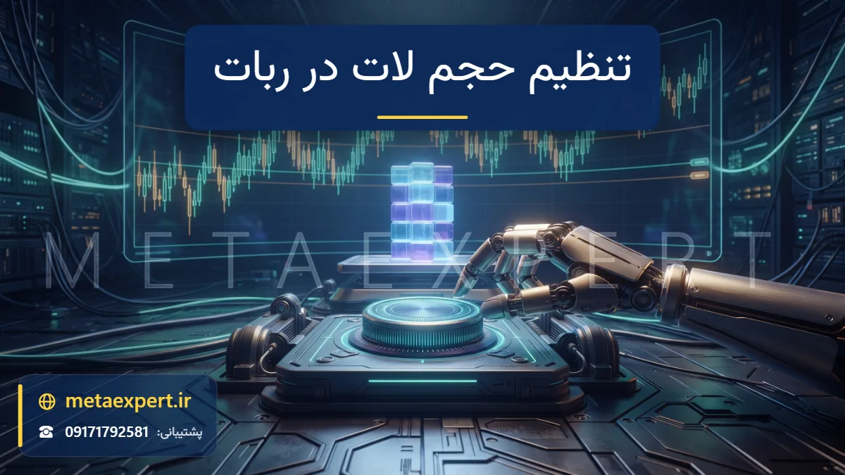 دست رباتیک در حال چرخاندن درجه نورانی دقیق که ارتفاع ستون بلوک‌های نیمه‌شفاف روی ترازو را کنترل می‌کند برای تنظیم حجم لات در ربات