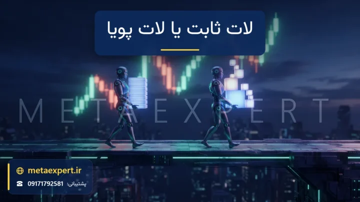 دو ربات کنار هم که یکی بلوک‌های نورانی هم‌اندازه و دیگری بلوک‌هایی با اندازه متغیر همراه با نمودار شمعی حمل می‌کند برای مقایسه لات ثابت و لات پویا
